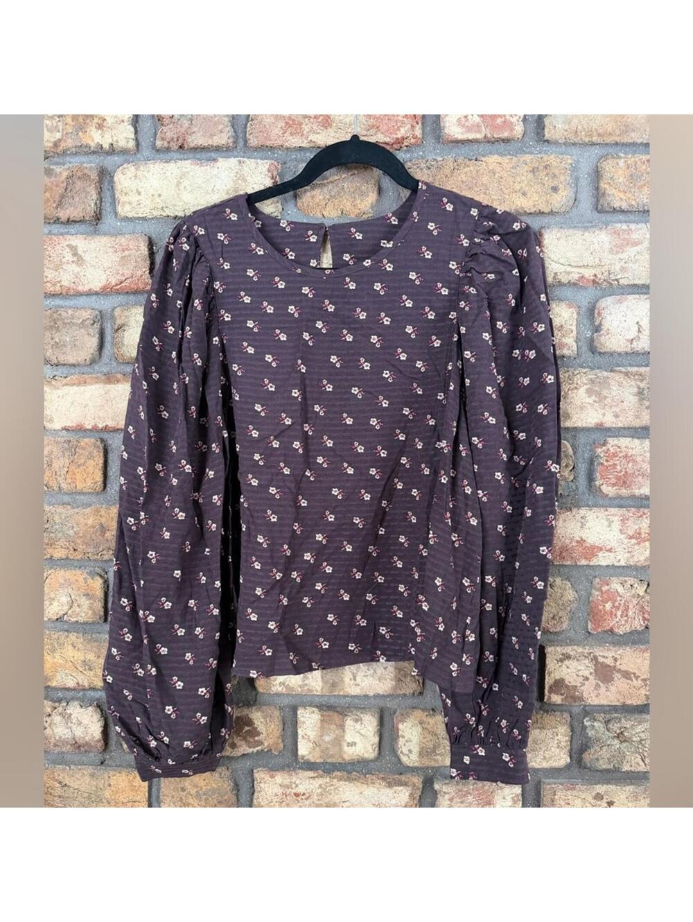 Melrose and Market Floral Puff Sleeve Cropped Top  Size L